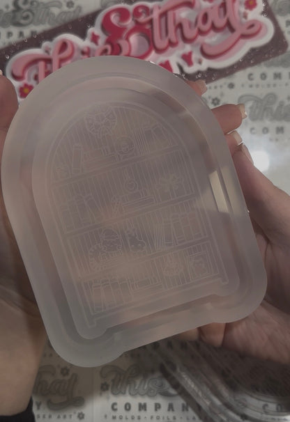 Silicone Mold For Resin |  Christmas Bookshelf Tray / Lipped Coaster