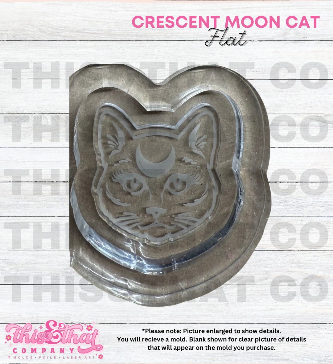 Silicone Mold For Resin | Crescent Moon Cat Flat