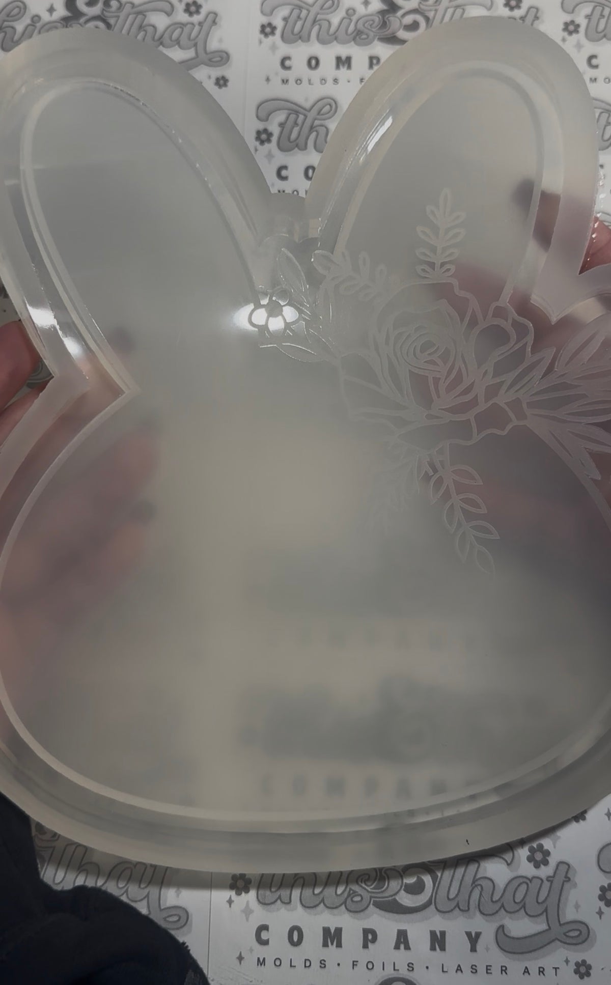 Silicone Mold For Resin |  Floral Bunny Tray / Lipped Coaster