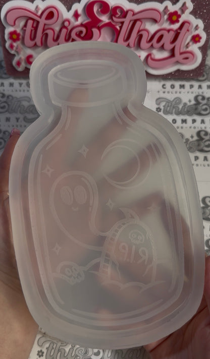 Silicone Mold For Resin |  Ghost Potion Bottle Tray / Lipped Coaster