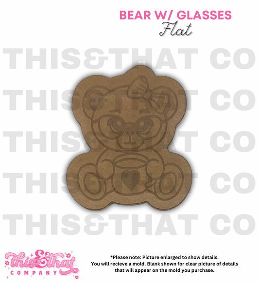 Silicone Mold for Resin | Bear w/ Glasses Flat