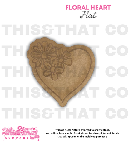 Silicone Mold for Resin | Floral Heart Flat