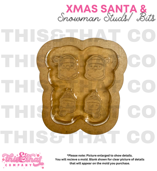Silicone Mold for Resin | Christmas Santa & Snowman Studs / Bits