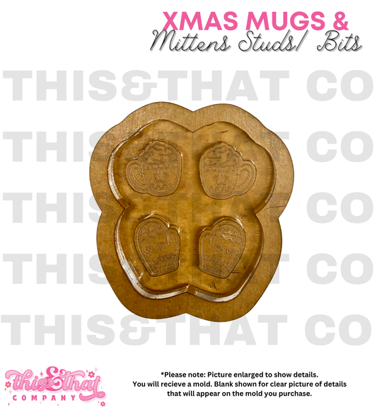 Silicone Mold for Resin | Christmas Mugs & Mittens Studs / Bits
