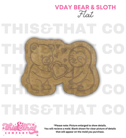 Silicone Mold for Resin | VDay Bear & Sloth Flat