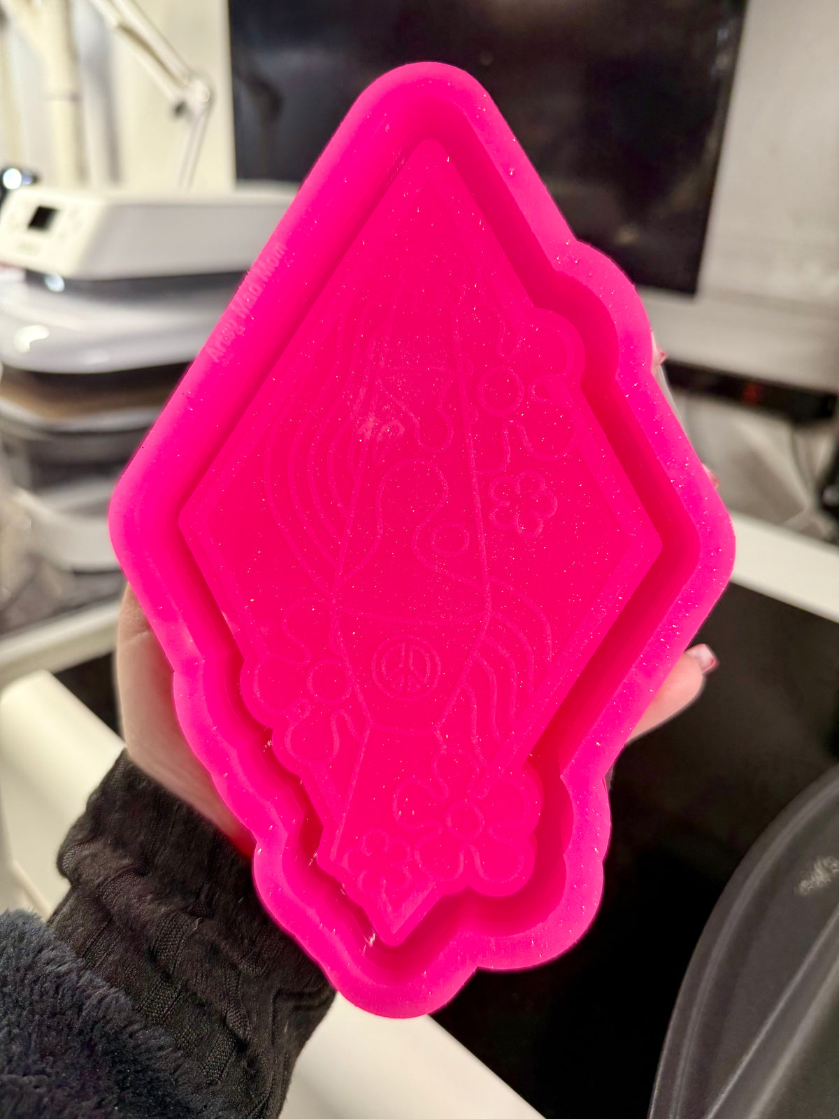 Silicone Mold For Resin |  Floral Groovy Lamp Tray/ Lipped Coaster