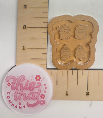 Silicone Mold for Resin | Christmas Santa & Snowman Studs / Bits
