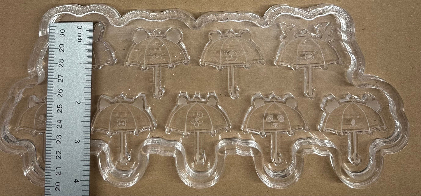 Silicone Mold For Resin | Umbrella Animals Palette