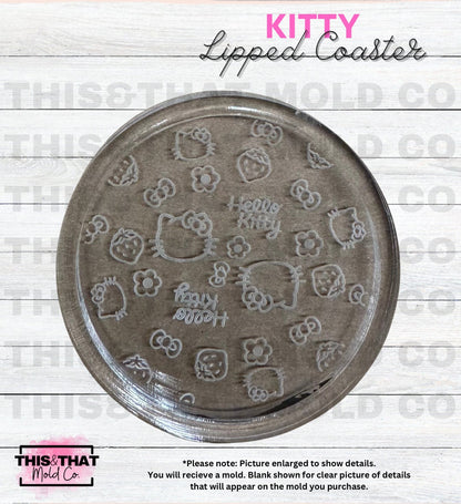 Silicone Mold For Resin | Kawaii Cat Lipped Etched  Coaster