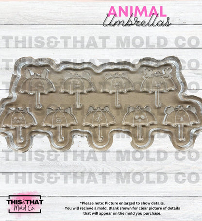 Silicone Mold For Resin | Umbrella Animals Palette