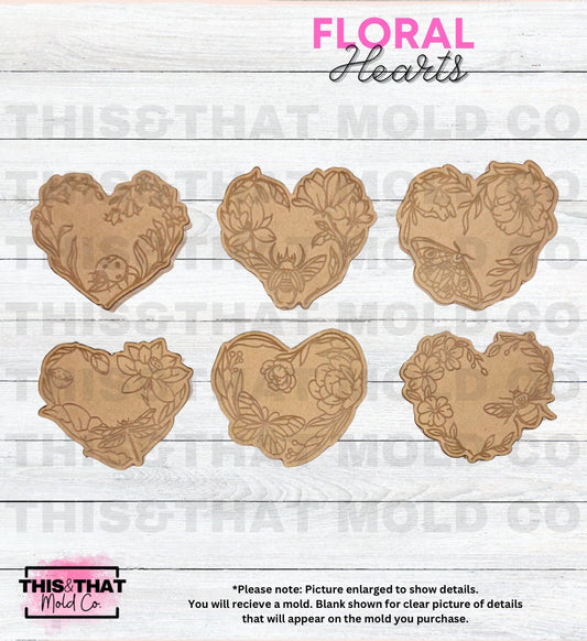 Silicone Mold For Resin | Floral Hearts