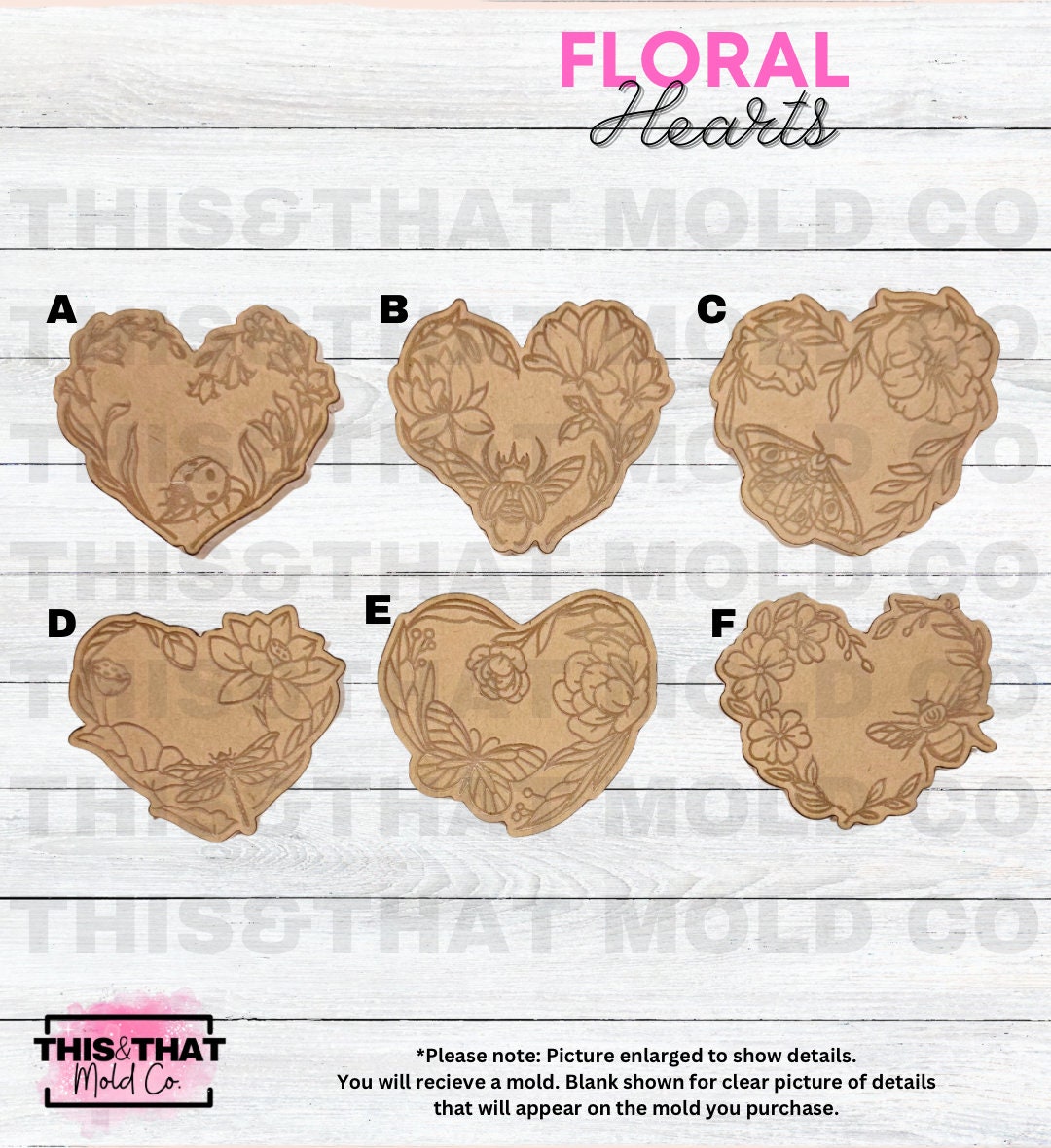 Silicone Mold For Resin | Floral Hearts