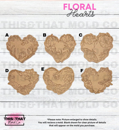 Silicone Mold For Resin | Floral Hearts