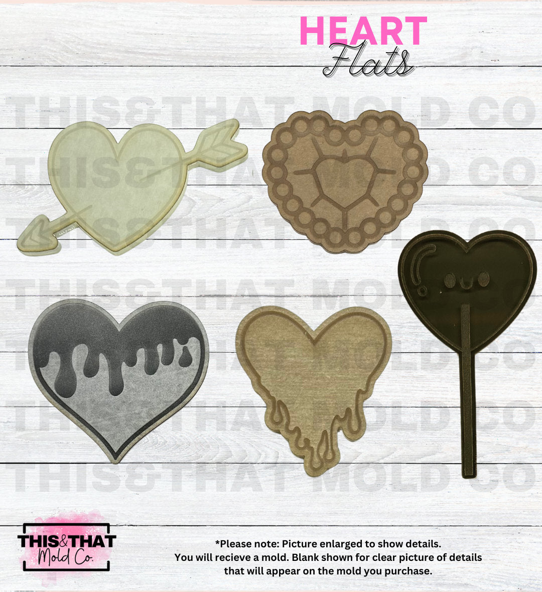 Silicone Mold For Resin | Heart Flats