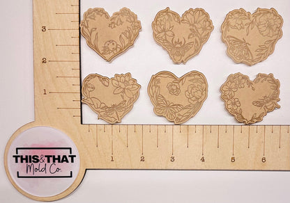 Silicone Mold For Resin | Floral Hearts