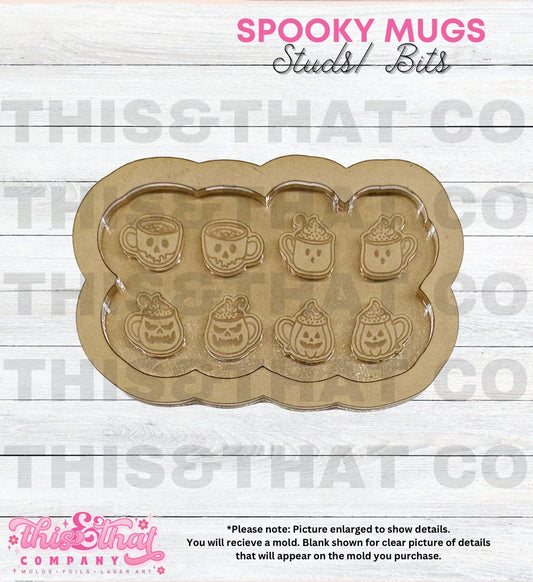 Silicone Mold For Resin | Spooky Halloween Mugs Studs/ Bits