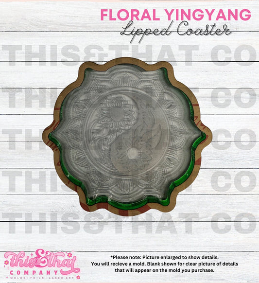 Silicone Mold | Floral Mandala Ying Yang Lipped Coaster Mold