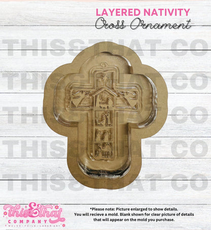 Silicone Mold for Resin | Layered Nativity Cross Ornament