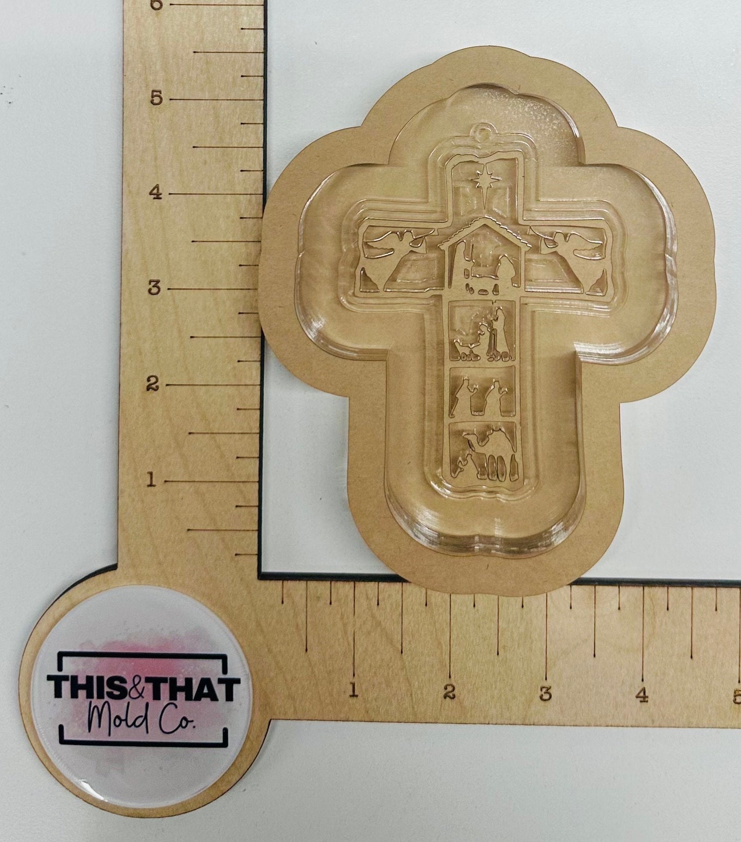 Silicone Mold for Resin | Layered Nativity Cross Ornament