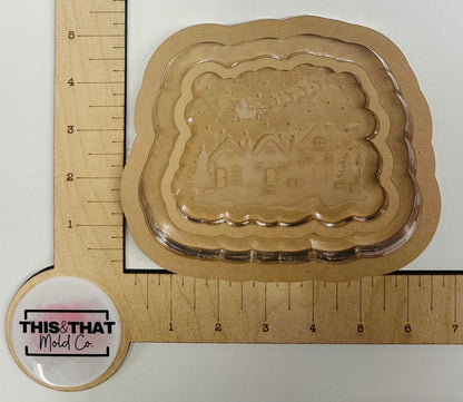 Silicone Mold for Resin | Christmas Scene Lipped Coaster/ Tray