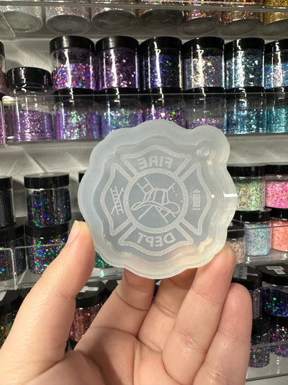 Silicone Mold | Fire Department Keychain with Hole